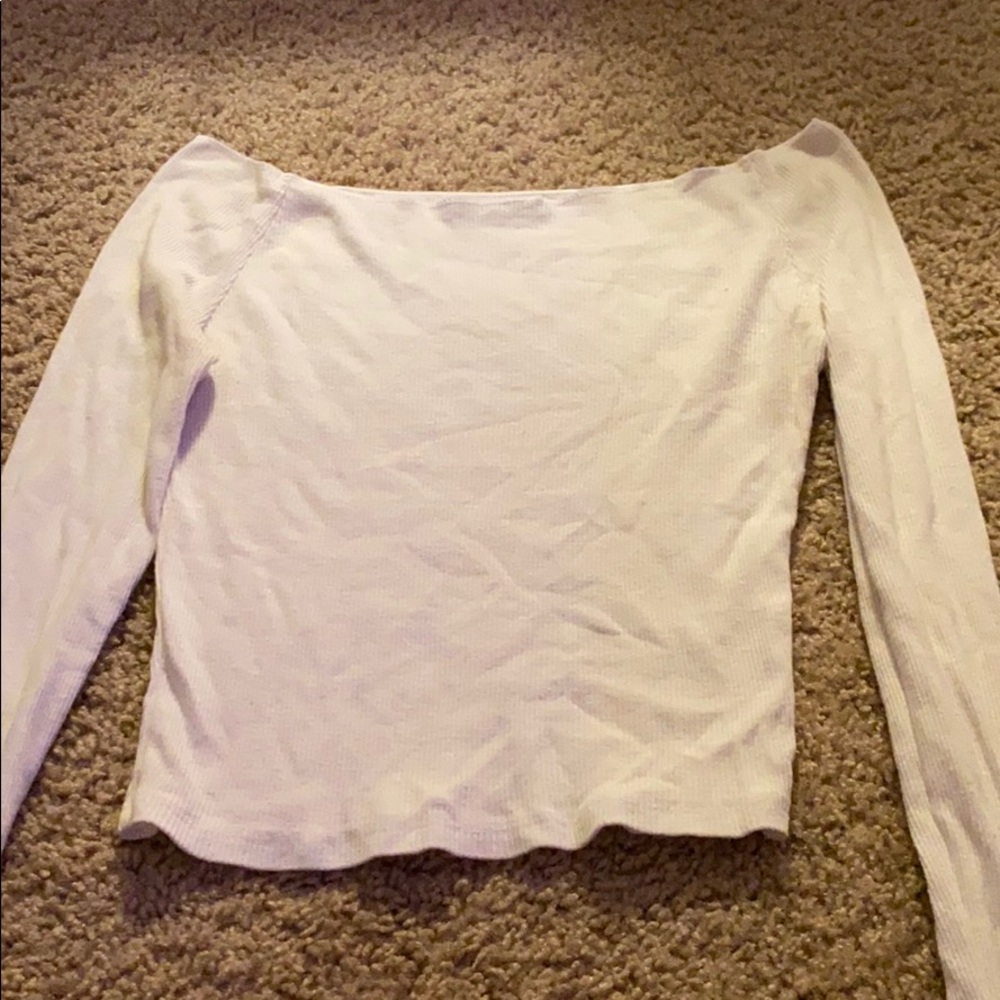 off the shoulder white long sleeve